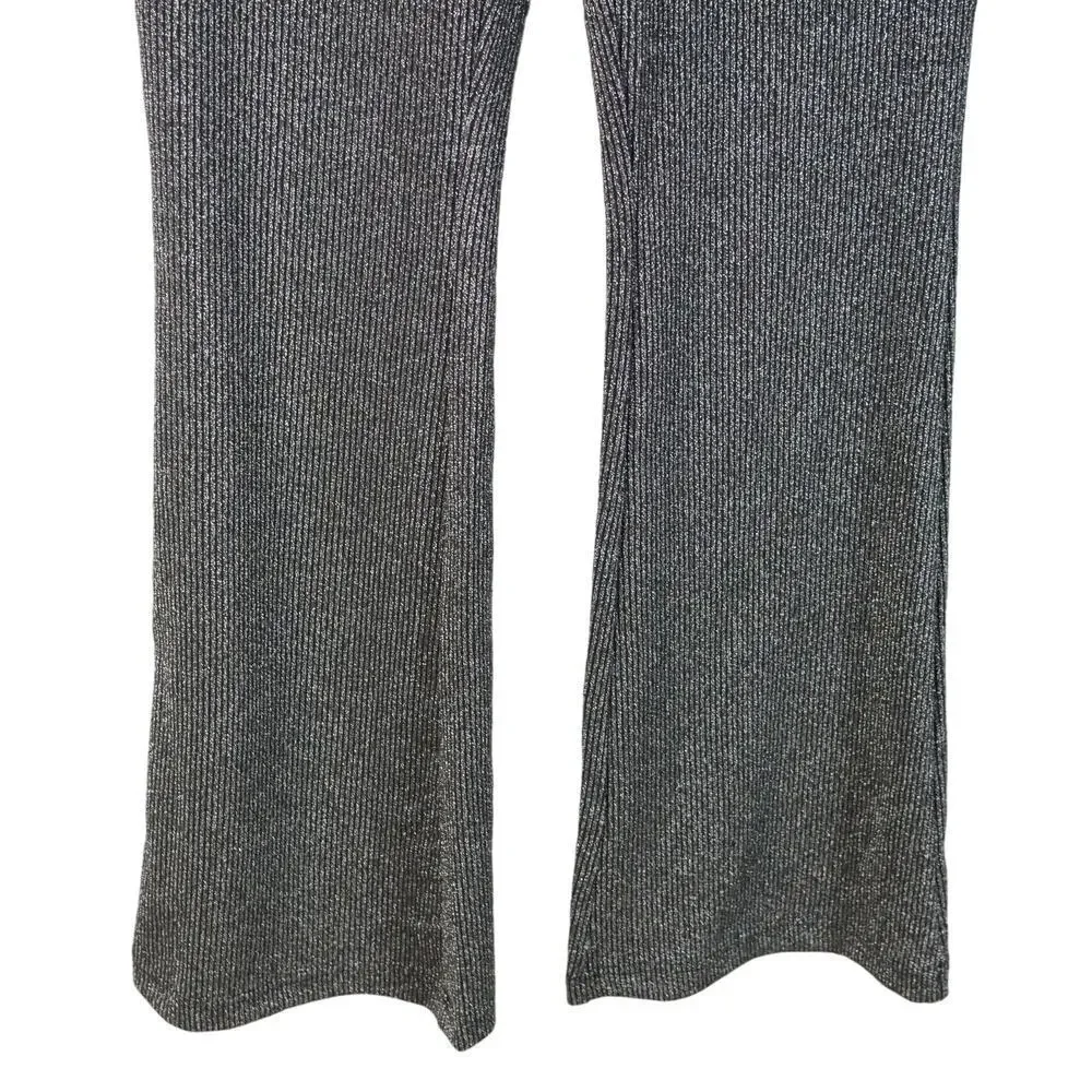Old Navy Pants Womens Small High Rise Flared Knit Black Silver Metallic Sparkle - Picture 3 of 6
